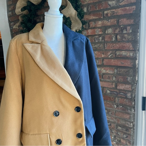 NWT WHO WHAT WEAR Bicolor 2 tone NWT
Double Breasted Black/Tan Coat - Picture 7 of 9